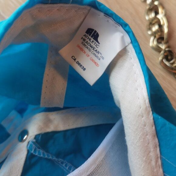 Blue Nylon 80s 90s Snapback Trucker Hat Neon Vintage Baseball Hat Cap - Picture 3 of 4